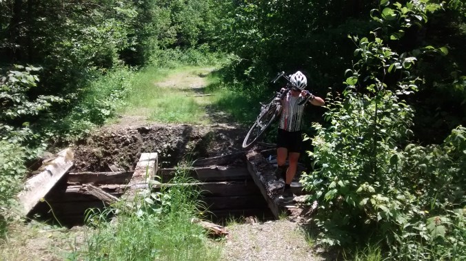Washed out bridge, Caribou Valley near Carrabassett Valley.